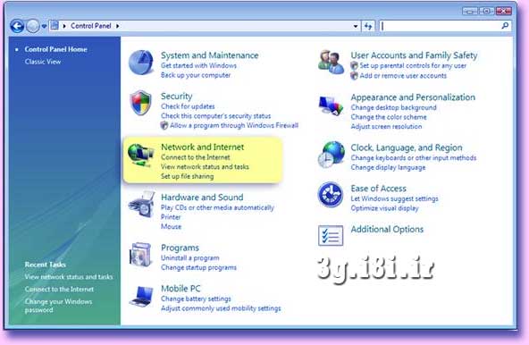 نحوه راه اندازي واي فاي WiFi در Windows Vista براي اتصال به مودم جيبي Huawei E5832